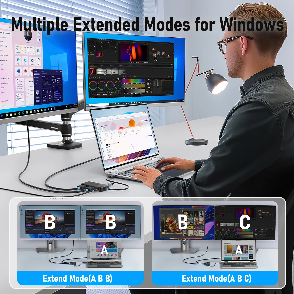 Lemorele Hub USB C 6 en 1, Est - Docking Station Dual Monitor Dp Hdmi reseña y precio