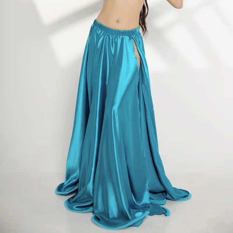 Bauchtanz-Kostüm-Rock für Damen, Satin, geteilter langer Rock, maßgeschneidert, für Erwachsene und Kinder, orientalische Bauchtanz-Kleidung, Röcke