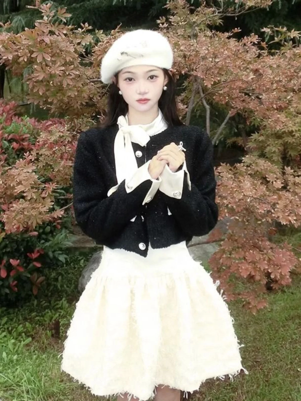 

Chic ort Outerwear Dr Knot Set Miu Sle Rich Girl Outfit Winter 2024 Faion Set Women's Clothing