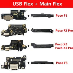 New For Xiaomi Poco F2 Pro F1 F3 X3 Pro USB Power Charging Board Connector Plug Port Dock With Mainboard Motherboard Flex Cable