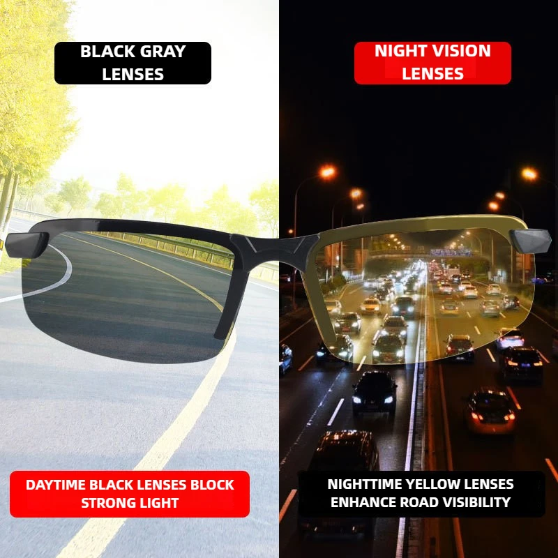 

Yellow Night Vision Sun Glasses Polarized UV Protective Sunglasses PC Ultra-light Outdoor Driving Cycling Goggles