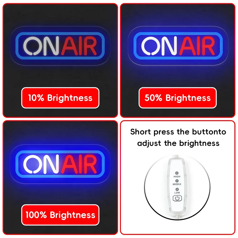 ON AIR Neon Sign Personalized Studio Live Decorative Lights Streaming Recording Signs Art Wall Decor for Live on Air LED Lamp