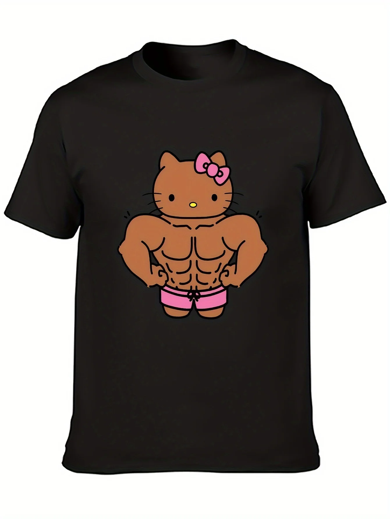 

Фитнес Hello Kitty Графический принт Лето Осень Зима Хлопковые мужские и женские футболки с короткими рукавами Роскошные виды спорта на открытом воздухе