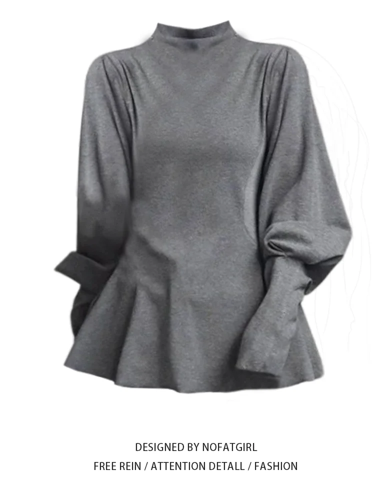 

Women Grey Gothic T-shirt Harajuku Y2k Tees Top Vintage Aesthetic Long Sleeve Asymmetrical T-shirts 2000s Emo Oversize Clothes