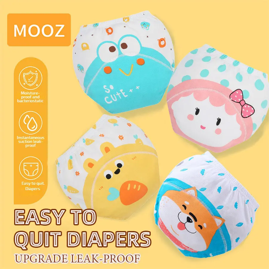 

MOOZ Newborn Training Shorts 6-24M Baby Panties Cute Washable Underwear Babies Boy Girl Diapers Reusable Infant Panties CFS023