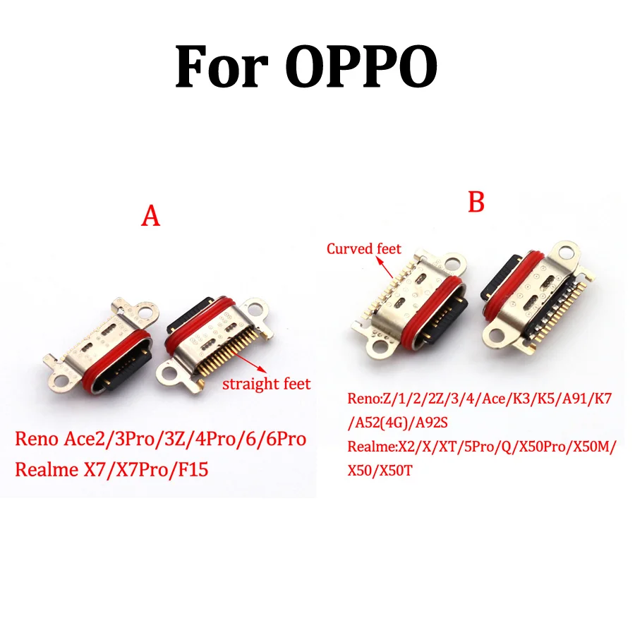 10-20Pcs USB Charging Connector For OPPO Reno Ace 2 2Z Z 3Z 4 3 6 Pro K3 K5 K7 A91 A92S Q Realme X X2 5 X50 X7 Charger Dock Port