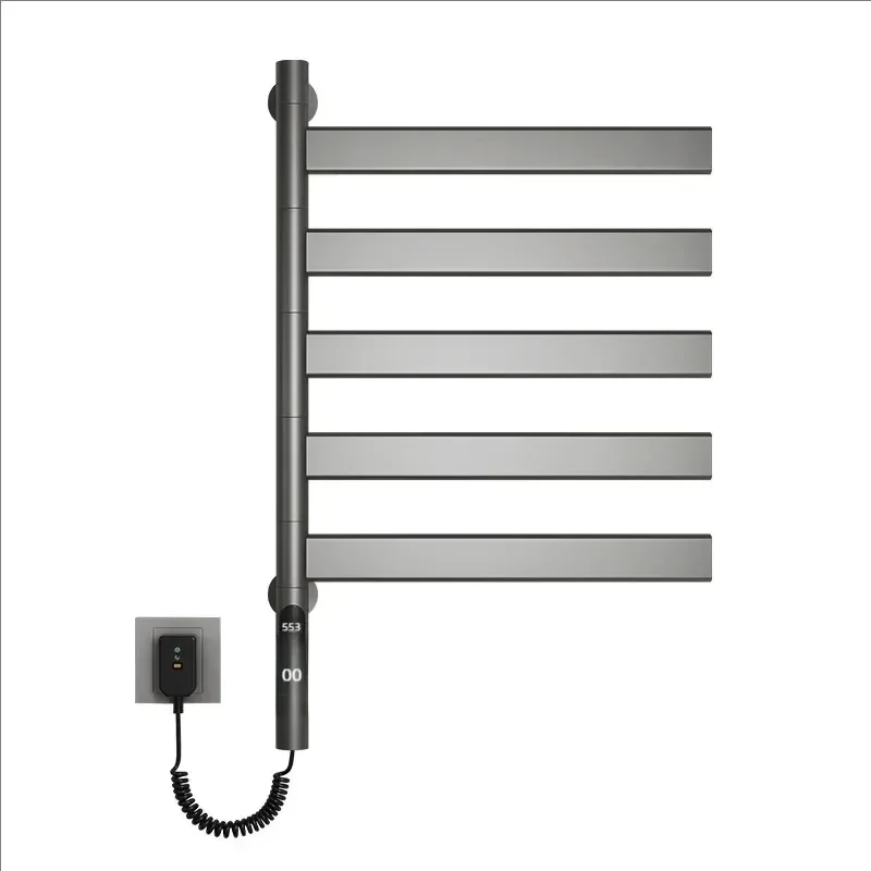 Towel Warmer Rotating Heated Towels Rack For Bathroom with Timer, Concealed Installation Wall-Mounted Electric Towels Rail