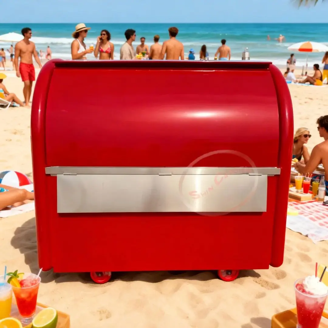 Red Small round Towable Food Trailer Street Vendor Top Choice Mobile Kitchen Business Investment Compact Catering Solution