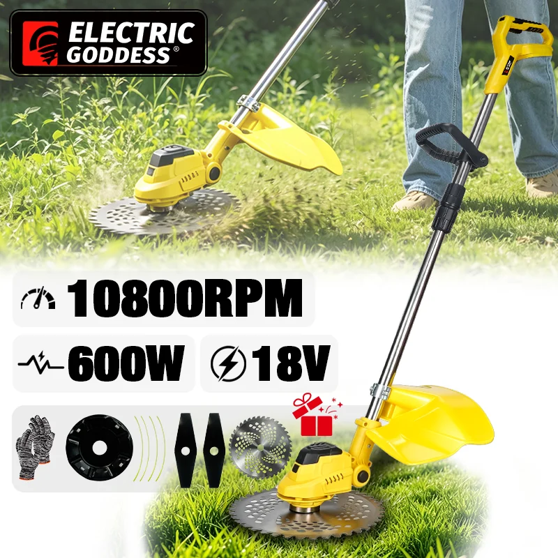 Electric Goddess Brushless Electric Foldable Lawn Mower Cordless Garden Grass Trimmer Weeding Tool For Makita18V Battery Pin