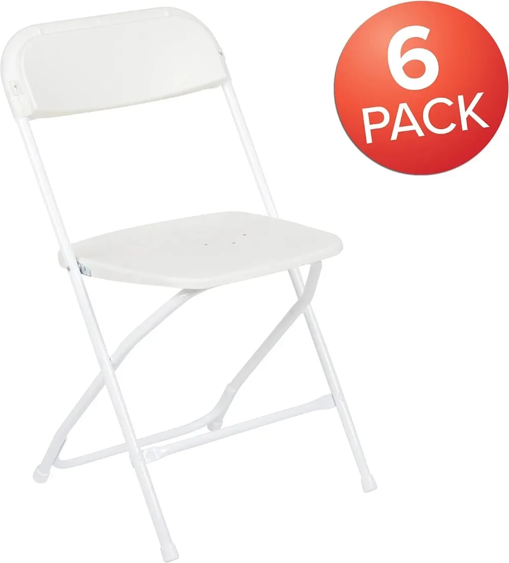 Silla plegable de plástico serie, asiento blanco, capacidad de peso de 650lb, cómodo, ligero, ideal para eventos, paquete de 6 unidades