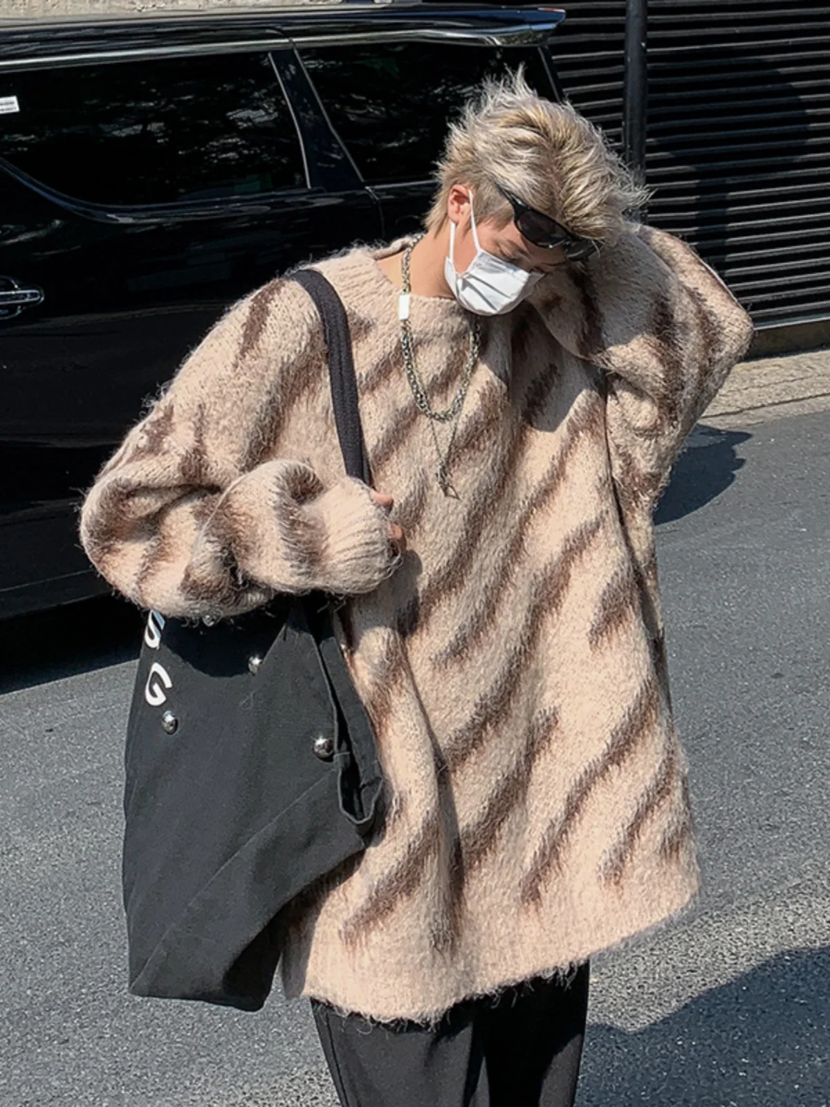 

Men's Stripe Knitwear Soft Warm Wool Loose Lazy Sle Spring Autumn Simple Match High Sensation Comfortable Long Sve Sweater