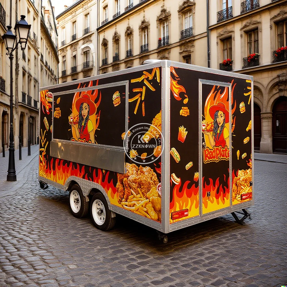 

Food Truck Trailer Mobile Cart Caravan Hamburger Shape Mobile Business Factory Customized Car Restaurant