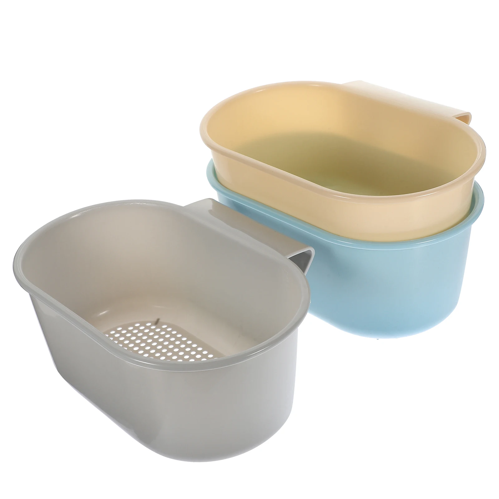 

3 Pcs Kitchen Sink Drain Basket Blue Beige Grey PP Drying Basin Multifunctional Drainer Storage Shelf Hollow Design Easy Use