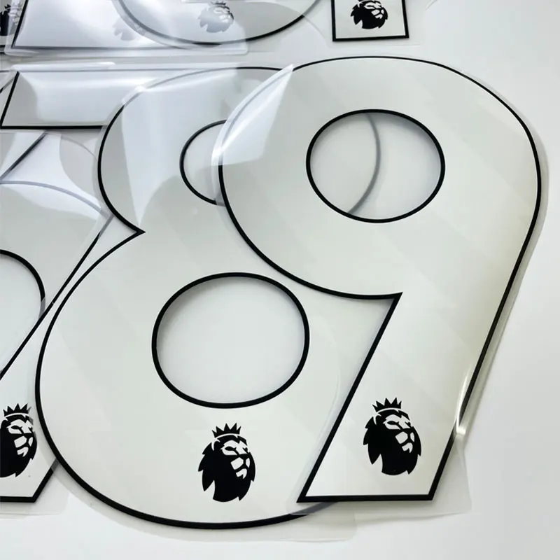 20242026 English Premier League Number White Black Gel Print Heat Transfer Football Jerseys Loose Sequencing Patchwork