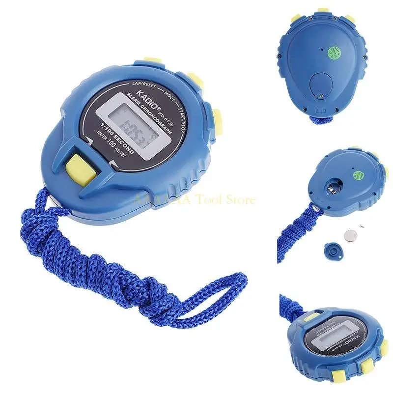 A2BE Handheld Digital LCD Sports Stopwatch Chronograph Counter Timer pour W / Strap