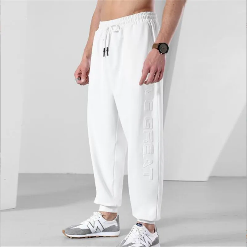 

Fashion Brand Men Cotton Sweatpants 2022 New Men Solid Color Elasticity Trousers Drawstring Casual Pants Male