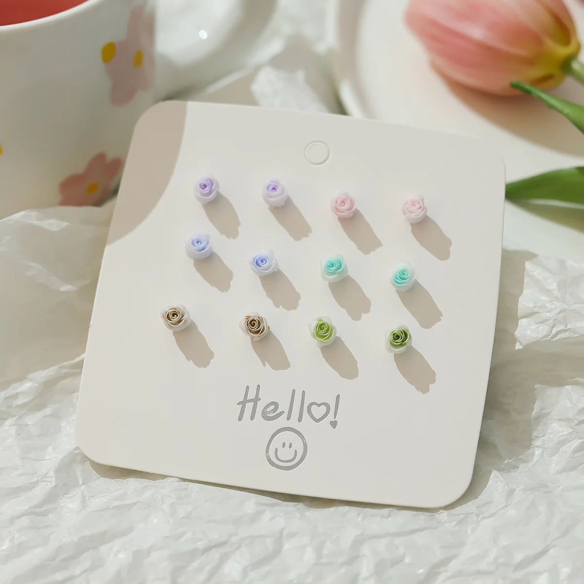 6 Pairs S925 Silver Needle Zinc Alloy Earrings Set  Color Flower Ball Shape Cute Fresh Sweet Earrings For Women Jewelry Gifts