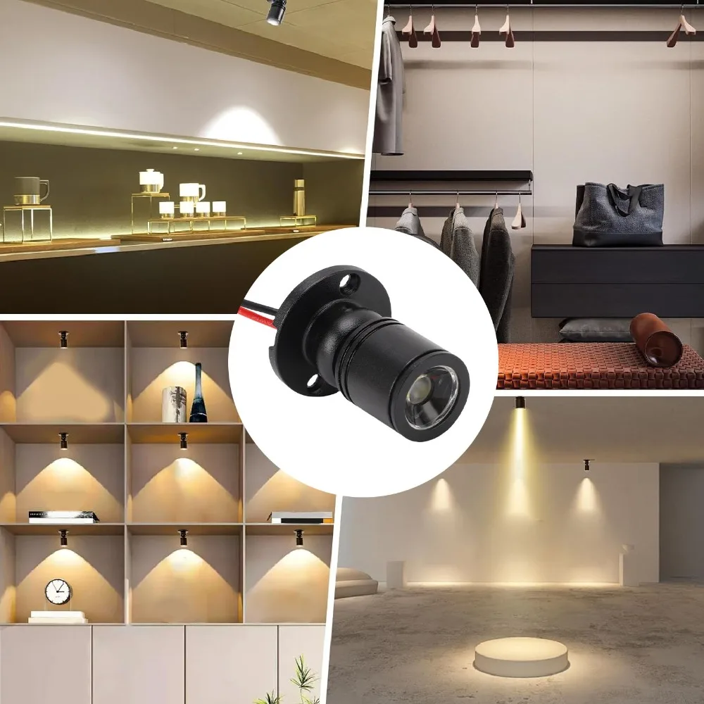 Small 1-to-2 LED Spot Light 1W 360° Rotation Spotlight Aluminum Alloy Neutral Light 4000K Jewelry Display Spotlight Wall Display