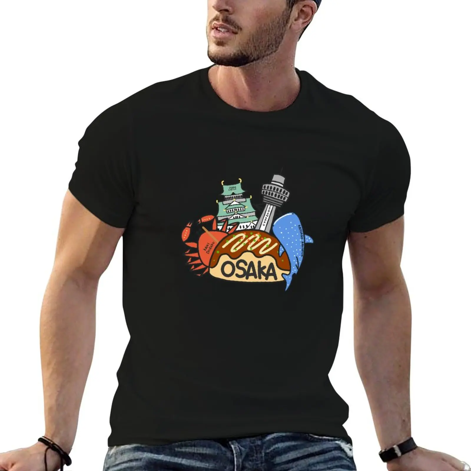 OSAKA Love Japan Osaka Logo Cute Funny Art Takoyaki Namba Souvenir T-Shirt Sticker T-Shirt plain mens t shirts pack