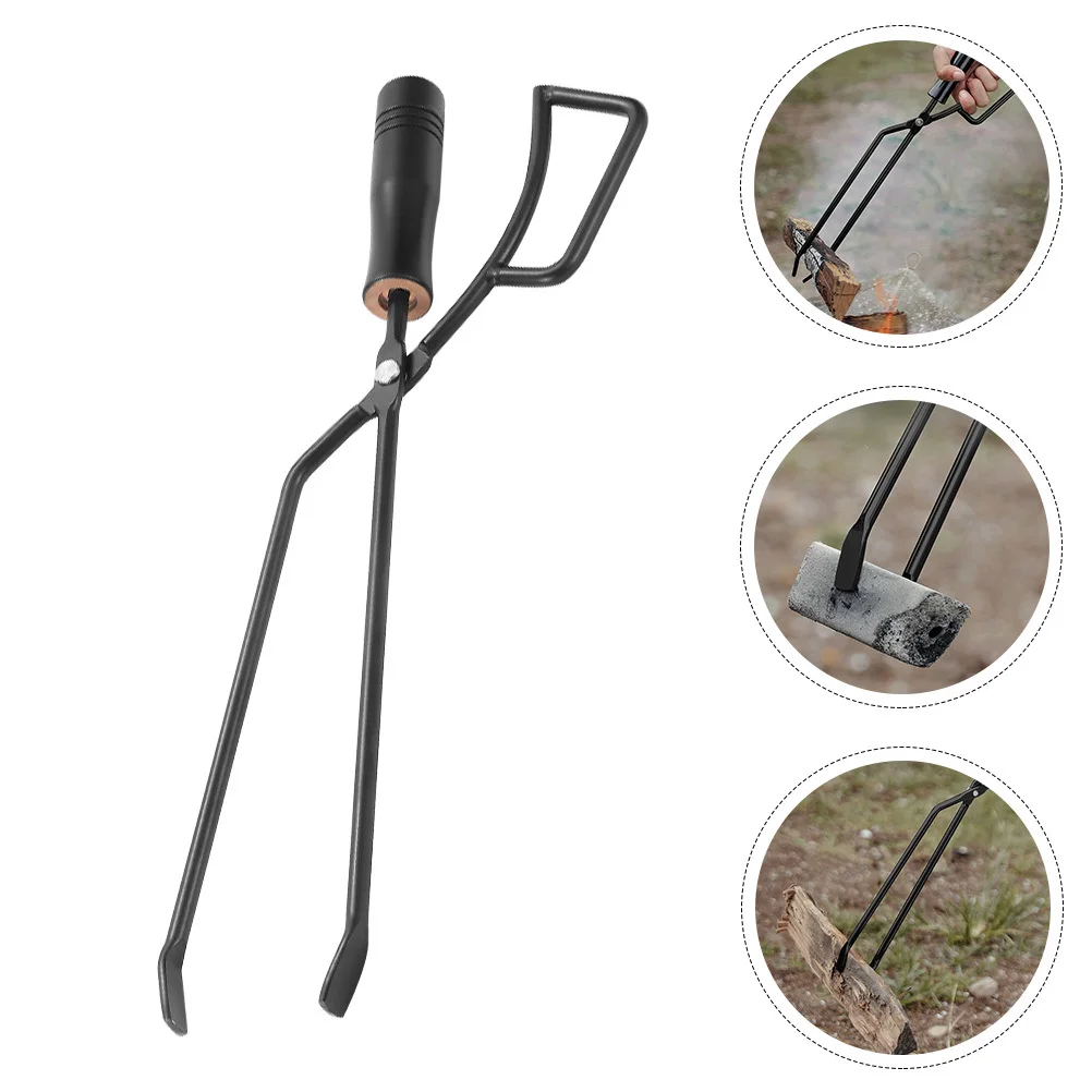 

Multi Functional Long Handle Charcoal Clamp for Outdoor Barbecue Camping Cooking Iron Log Tong Grill Tool Charcoal Tong