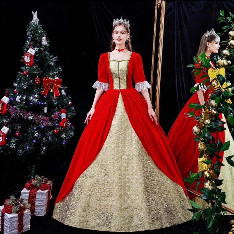 

Christmas red velvet performance fashion show photo shoot drama masquerade ball dress