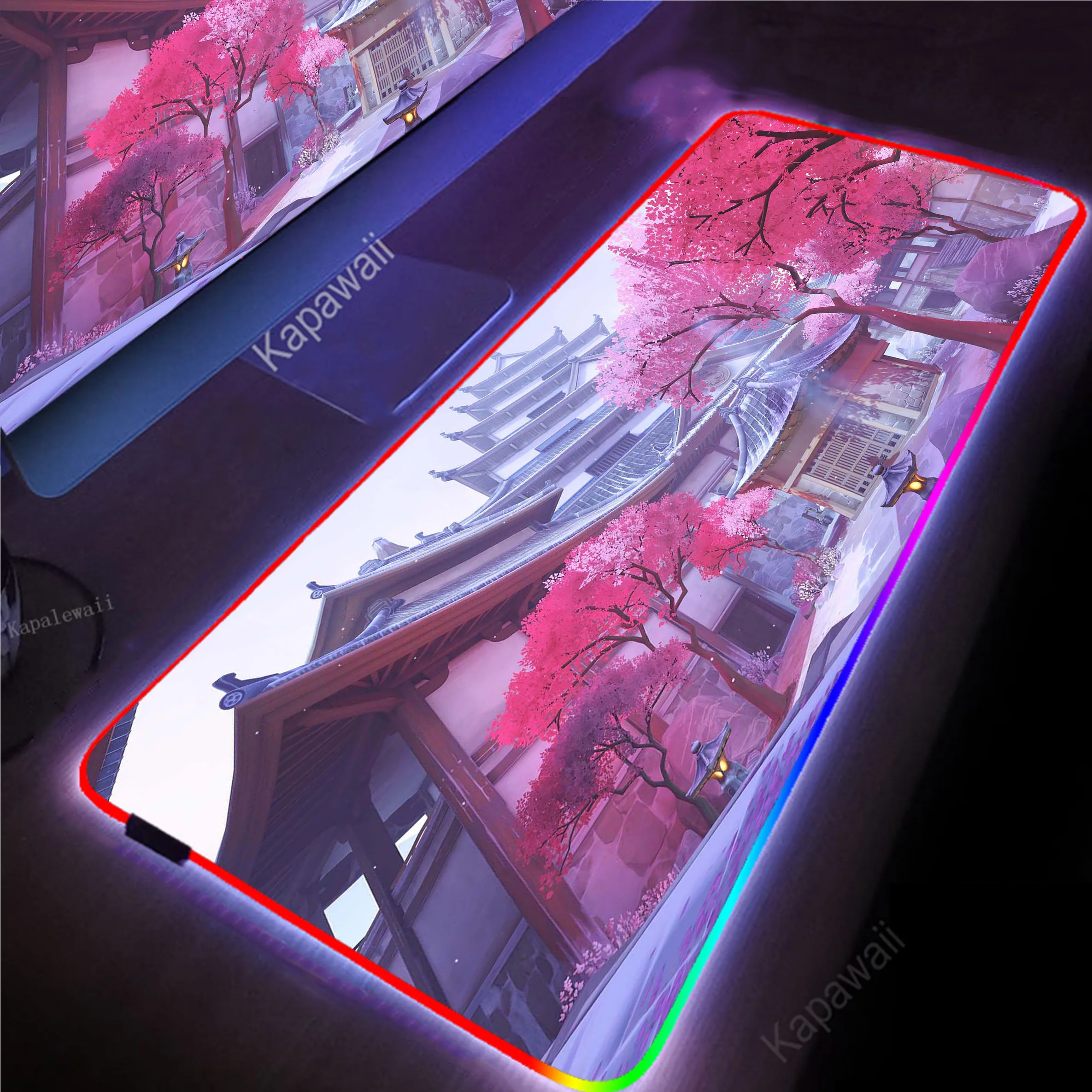 

Japanese Landscape RGB LED Backlit Large Mousepad XXL Office Mouse Pad Gaming Carpet Locking Edge Mouse Mat Game Keyboard Pads