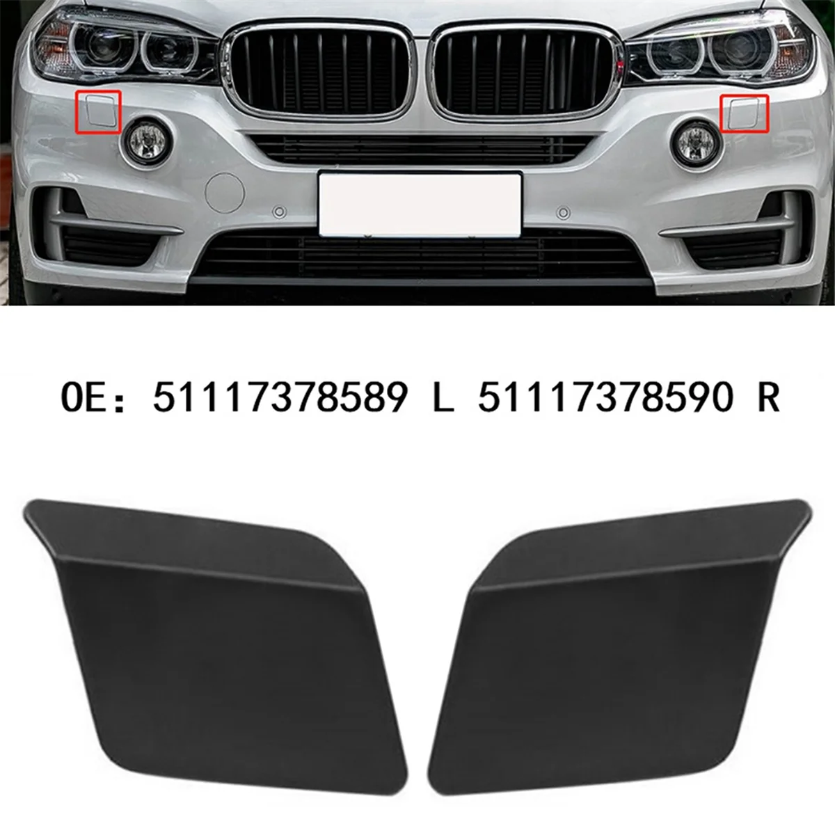 앞 범퍼 헤드라이트 와셔 깍지 커버 캡 51117378589 51117378590, BMW X5 F15 F85 X5 25D 25DX 2014 2015 2016