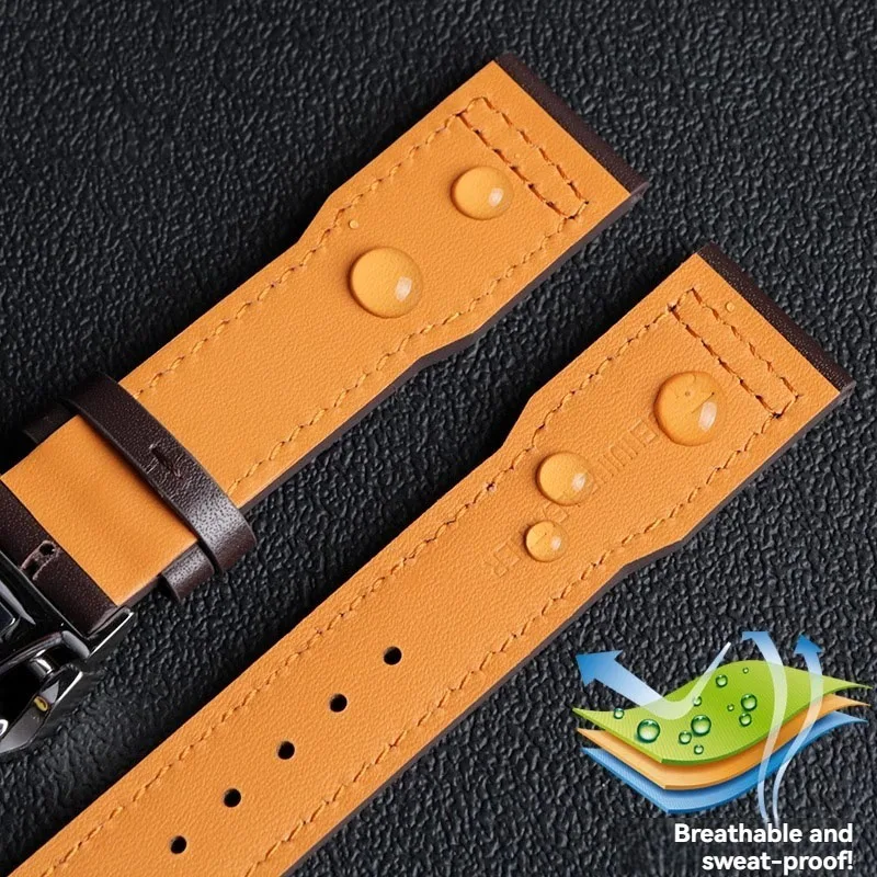 สําหรับนักบิน IWC Mark 18 Little Prince ผู้ชายผู้หญิงสร้อยข้อมือหนังแท้สายนาฬิกา 20 มม.21 มม.สีดําสีน้ําตาล