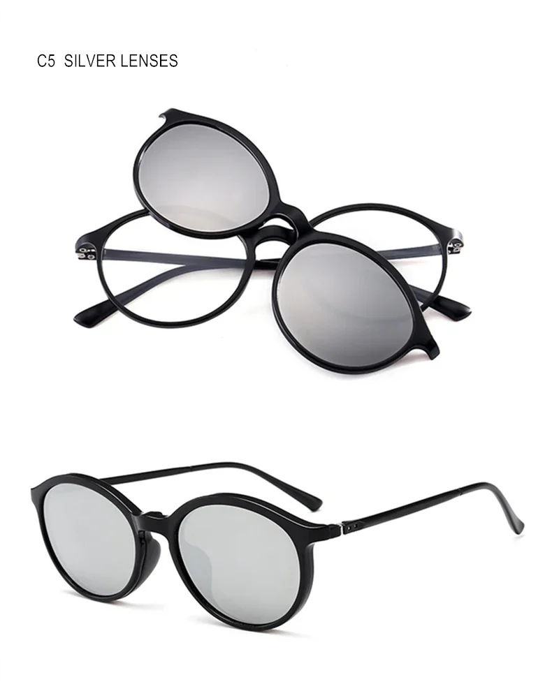 Magnet Clip Sonnenbrillen Und Brillen Set Myopie-0,5 Zu-10 Männer Frauen Mode Runde Rahmen Kurzsichtig Brille f232 – Detail 22