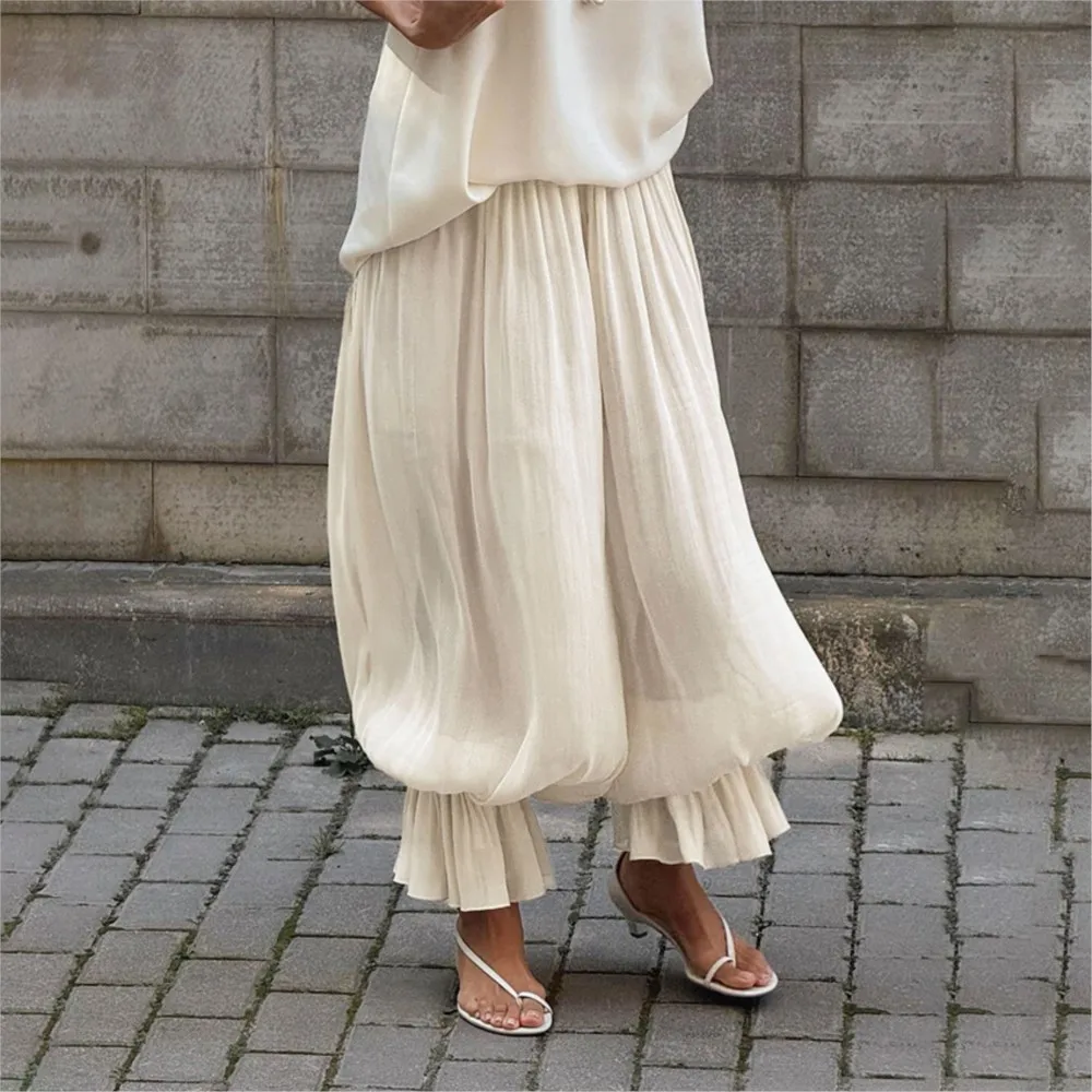 New French Women's Clothing Fashion Long Pants Elegant Casual Trousers Solid Color Simple Style Loose All-match Temperament Chic