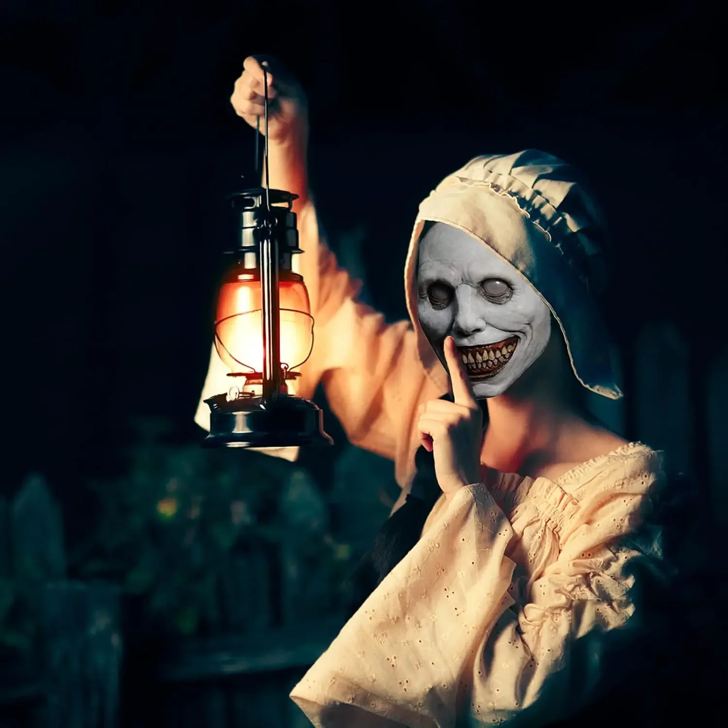 1-10 قطعة قناع شيطان ابتسامة الهالوين لطارد الأرواح الشريرة زي شبح للحفلات وديكورات منزلية مسكون دعامة الحفلات