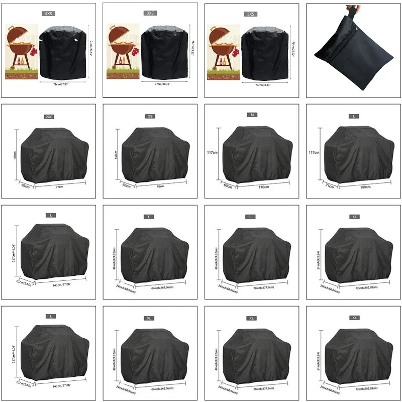 1PC 190T/210D BBQ Cover Anti-Dust Waterproof Weber Heavy Duty Charbroil Grill Cover Rain Protective Barbecue Cover Round