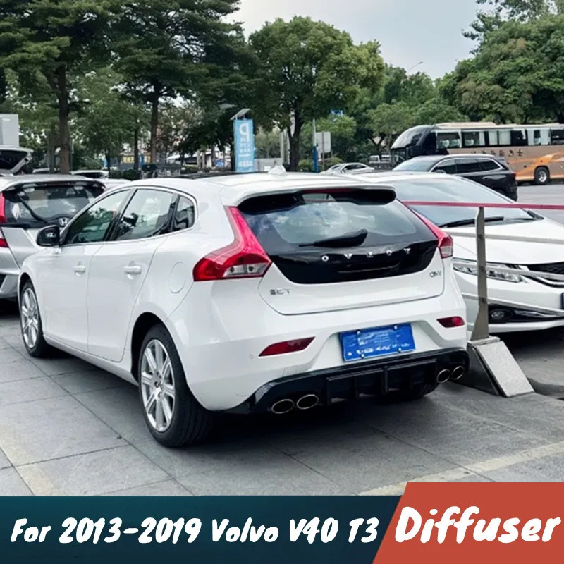 

Для Volvo V40 T3 2013-2019 задний бампер автомобиля, черный диффузор выхлопной трубы, сплиттер, спойлер с тормозом, светодиодный внешний комплект кузова