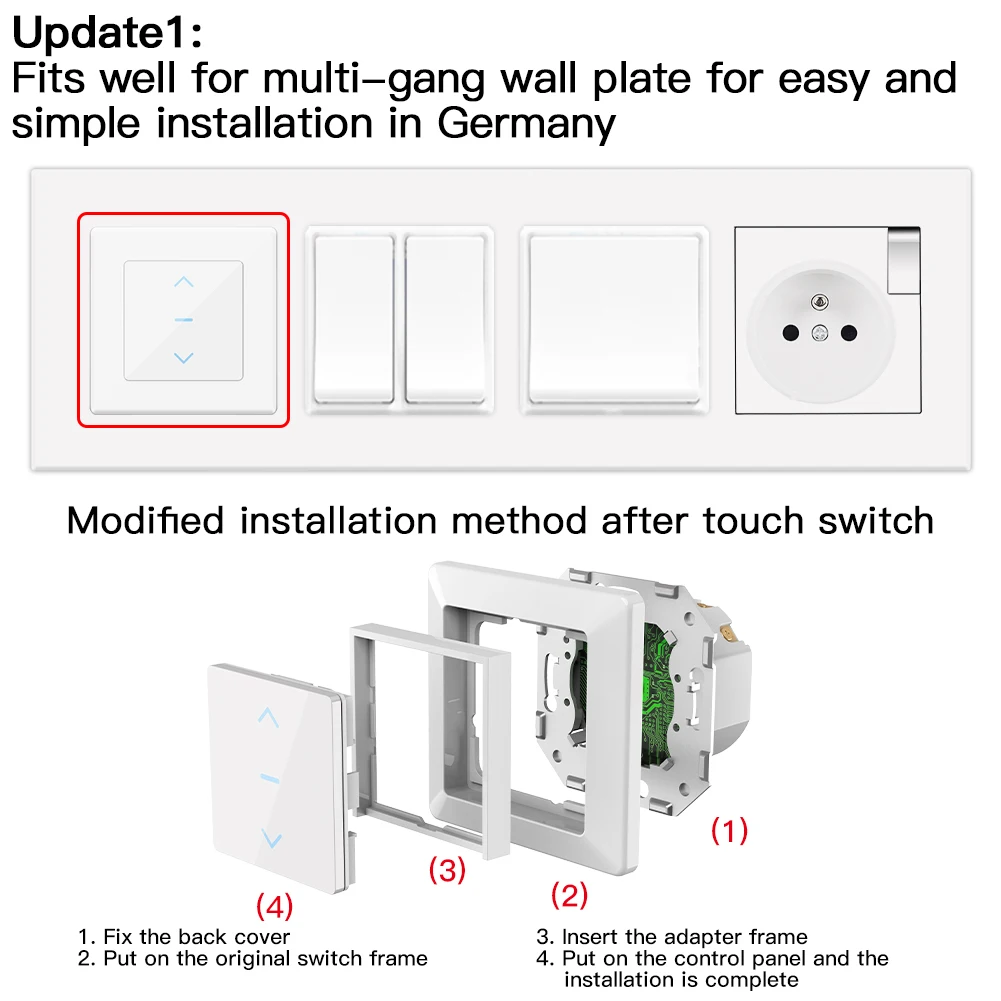 New WiFi Smart Curtain Switch Touch Design for Motorized Curtains and Roller Blinds work with Tuya Smart Life App Alexa Google