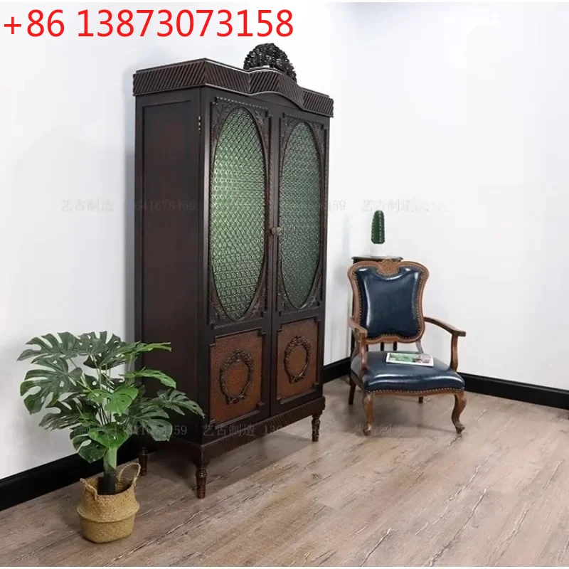 

Shanghai-style retro solid wood tenon and mortise wardrobe club decorative storage cabinet customization