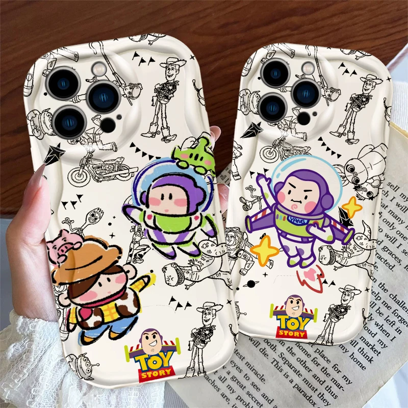

Disney Toy Story Cute For iPhone Apple 15 14 13 12 11 XS XR X 8 7 Pro Max Plus Wave Oil Shockproof Phone Case Funda Soft