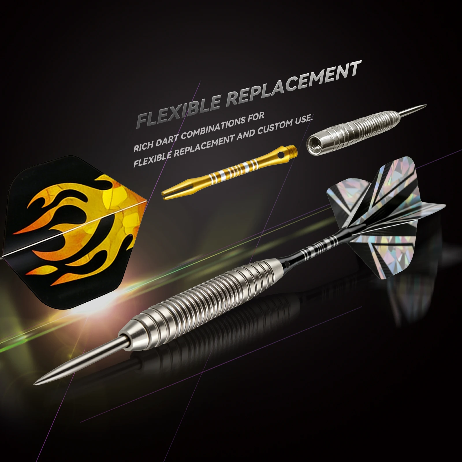 

Huanqu Six-Piece Iron Dart Set, Needle-Type Darts, Each Weighing 20 Grams, Includes Extra Dart Flights and Shafts, Dart Tightening Tool, Dart Wing Protectors, Sharpening Stone, for Indoor and Outdoor Training and Entertainment, Easter/Christmas Gift, Birt