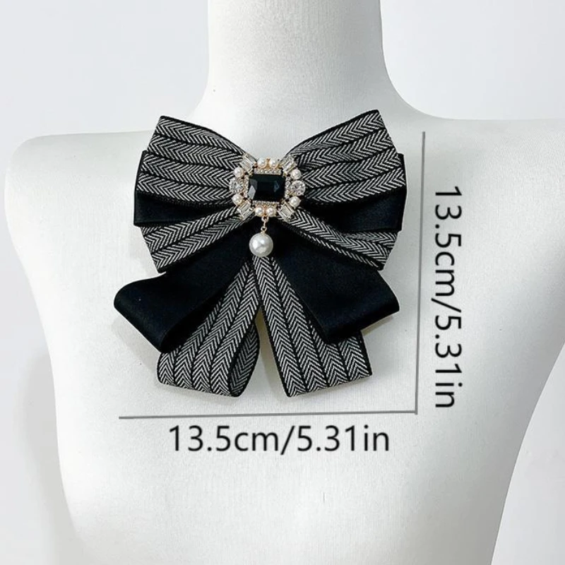 Koreanische Multi-schicht Stoff Bogen Brosche Strass Kristall Hemd Kragen Pins für Frauen Mode Bowknot Schmuck Zubehör – Detail 1