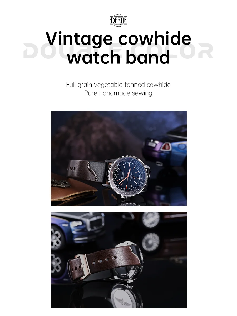 Original Design Double Color Watch Strap, Quick Release, Handmade, Full Grain Leather Watchbands, Accessories, 20mm, 21mm, 22mm