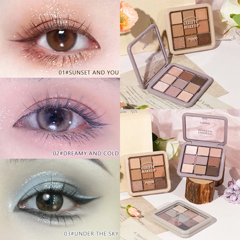 NOVO Sends A Letter To Spring Nine Color Eye Shadow Matte Fine Glitter Pearlescent Multi Combination Makeup Plate