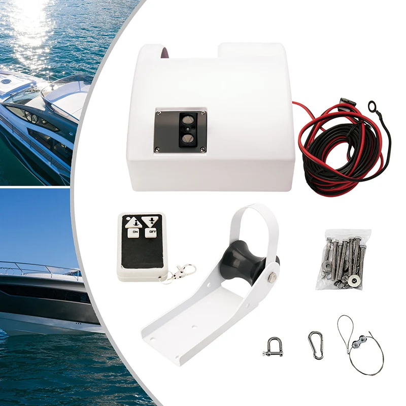 قارب كهربائي مرساة ونش المياه المالحة عائم مرساة ونش للقوارب الصغيرة مع مجموعة التحكم عن بعد اللاسلكية 25 رطلاً #5