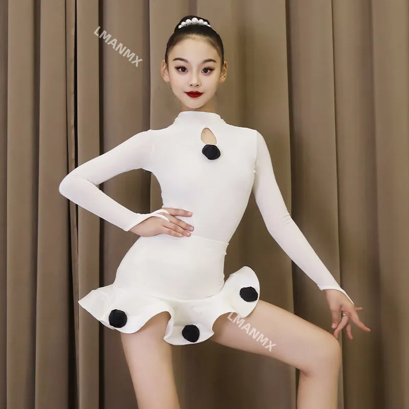 2025 Autumn and Winter New Latin Dance Costume for Girls' Training Skills, Children's Velvet Performance Costume