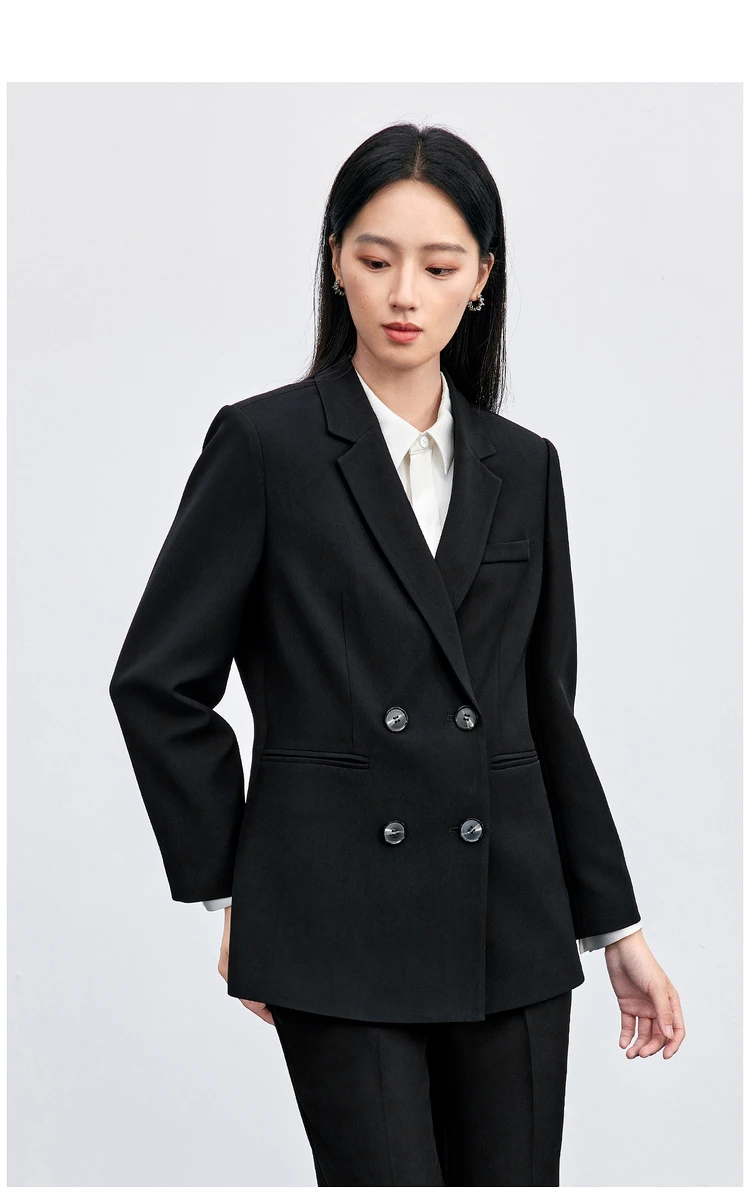 SENTUBILA Maßgeschneiderter Mantel für Damen, Herbst 2026, zweireihiger Blazer mit Revers, Designer-Klassiker, elegante Oberteile 153XC8812X – Detail 19