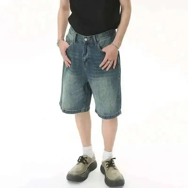 IEFB Summer Men’s Casual Jeans Shorts Loose Mid High Waist Fashion Knee Lenght Denim Short Pants Vintage Male New Korean 9A8588 5 IEFB Summer Men's Casual Jeans Shorts Loose Mid High Waist Fashion Knee Lenght Denim Short Pants Vintage Male New Korean 9A8588 5
