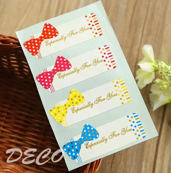 100pcs/lot Kawaii Bowknot paper gift seal sticker 