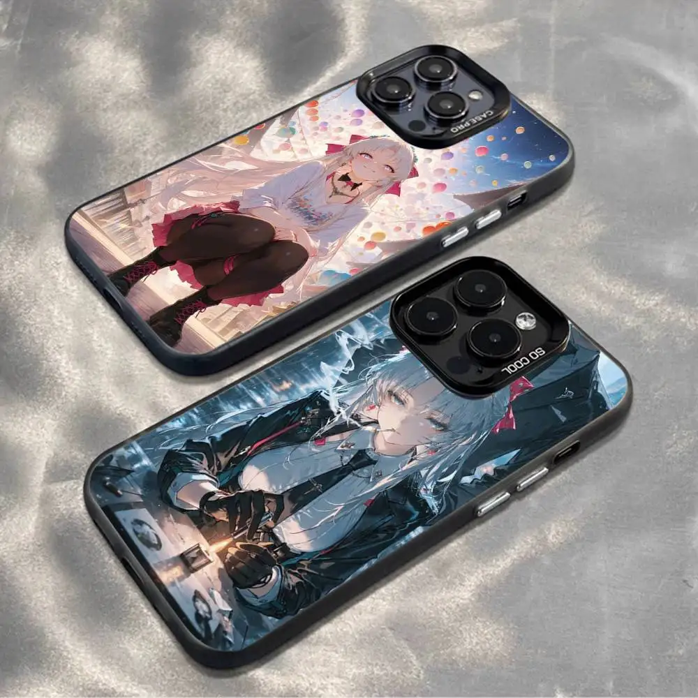 

Cute Carlotta W-Wuthering Waves Phone Case For iPhone 16,15,14,13,12,11,Mini,Pro,MAX,plus,Black Matte Shockproof Cover