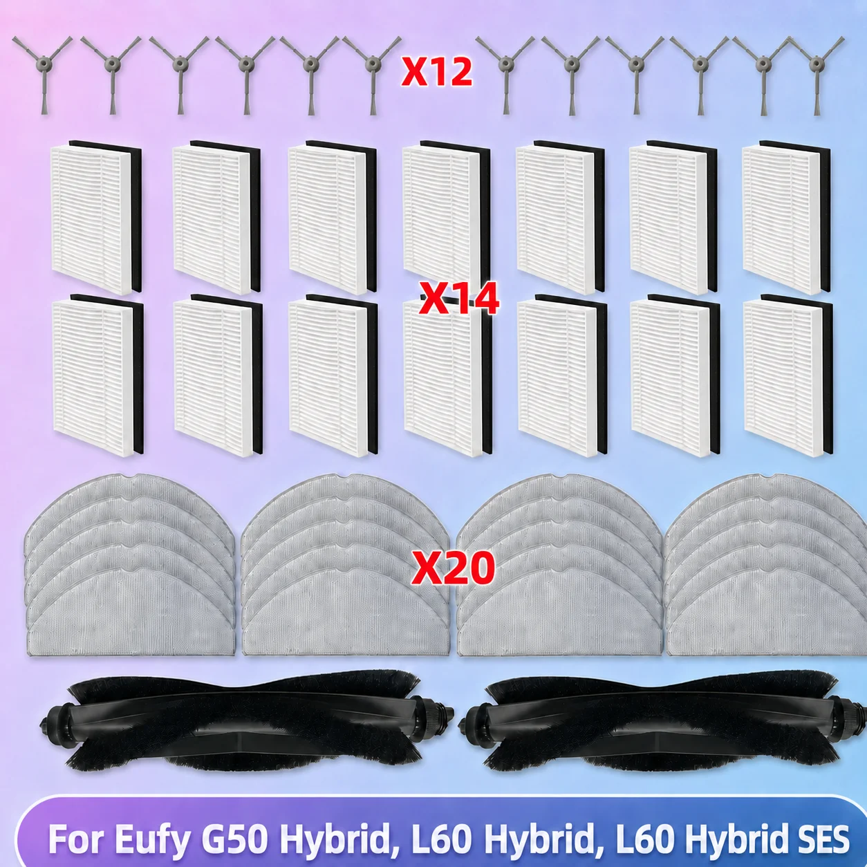 Compatível com Eufy G50 Hybrid, L60 Hybrid / L60 Hybrid SES Peças de Substituição do Aspirador Rolo Escova Lateral Filtro Hepa Pano de Mop Saco de Pó Acessórios