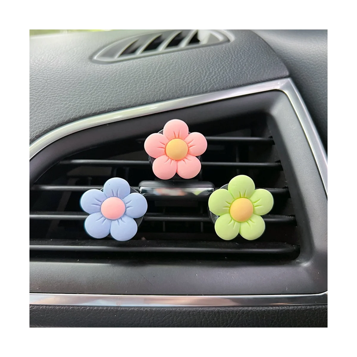 6Pcs Cute Flower Aromatherapy Car Air Outlet Decoration Perfume Clip Air Freshener Colorful Flower Trim Car