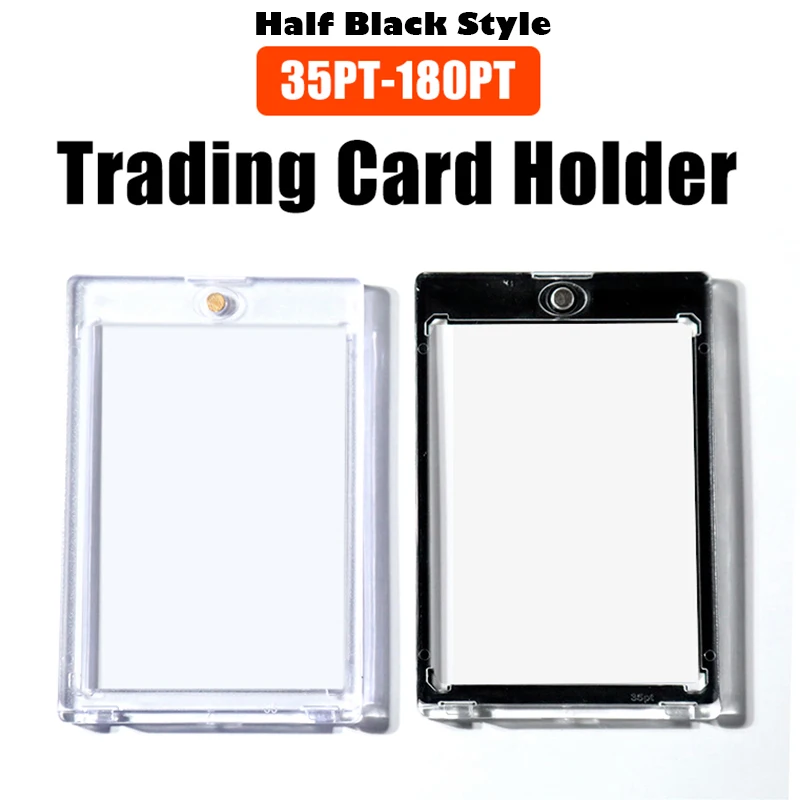 25Pcs Pack 35PT-130PT Half Black Color Trading Card Magnetic Holders, UV Protect Case For Sports Game Cards