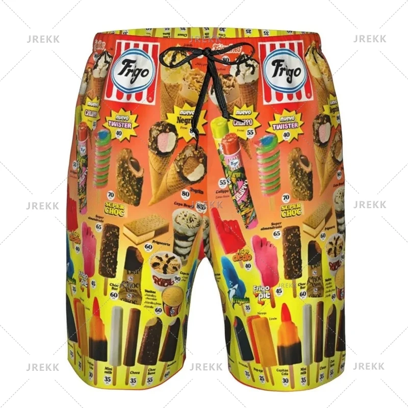 Ice Cream Poster Beach Shorts Men Kids Hot Sale Summer Popsicle Pattern Swimming Trunks Cool Street Oversized Short Pants